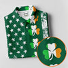 Maxcorners Irish Shamrock Vertical Stripes St Patrick's Day Golf Shirt, Polo Shirts For Men, Golf Shirts For Men