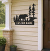 Maxcorners Personalized Bear Metal Sign WITH LED/WITHOUT LED Light Custom Name Mountain Scene Wall Art Cabin Lodge Rustic Decor Gift LM0110