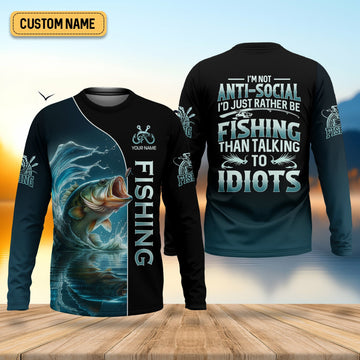 Maxcorners I'd Rather Be Fishing SPF Shirt, Funny Fishing Shirt, Long Sleeve Fishing Shirts, Gift For Fisherman