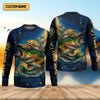 Maxcorners Bass Fishing Shirt, Camo Long Sleeve Shirt, SPF Shirt For Men, Gift For Fisherman
