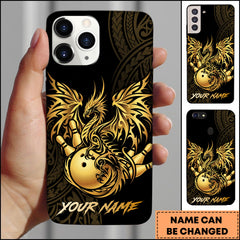 Maxcorners Bowling Phonecase Golden Phoenix Tribal Geometric Design Personalized Name 3D Phone Case