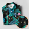 Maxcorners Black Cat Tropical Monstera Hawaiian Golf Polo Shirt, Golf Shirts For Women, Women's Golf Apparel LM1507