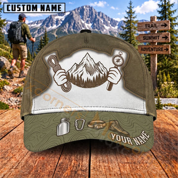 Maxcorners Hiking Mountain Crossed Trekking Poles Personalized Name 3D Cap