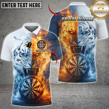 Maxcorners Darts Fire and Ice Tiger Dartboard Personalized Name 3D Unisex Shirt