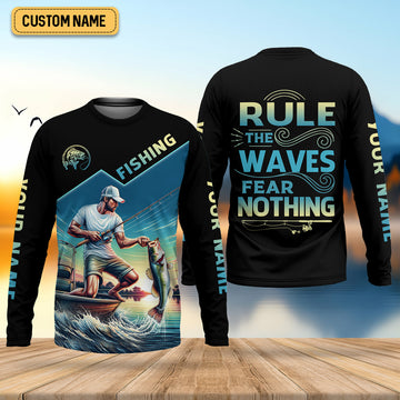 Maxcorners Fishing Shirts, Rule The Waves Fear Nothing, SPF Long Sleeve Shirts, Fishing Shirts For Men