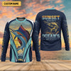 Maxcorners Marlin Fishing Shirts, Sunset Serenity, Ocean's Majesty, SPF Long Sleeve Shirts, Fishing Shirts For Men