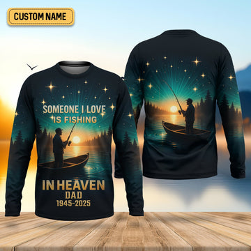 Maxcorners Fishing In Heaven Custom Memorial Shirt, SPF Shirt For Men, Presents For Fishermen, Bass Fishing