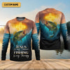 Maxcorners Jesus Is My Savior Fishing Is My Therapy SPF Shirts, Jesus Fishing Shirt, Fishing Shirts For Men