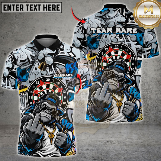 Maxcorners Dart Board Gorilla Mascot Middle Finger Attitude Graphic Multicolor Customized Name, Team Name 3D Shirts