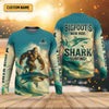 Maxcorners Bigfoot's New Ride Shark Surfing Fishing UPF Shirts, Funny Fishing Shirt, Presents For Fishermen