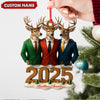 Maxcorners Personalized Brothers Forever 2025 Christmas Ornament, Custom Name Deer Trio in Suits, Funny Family Brother Gift Decor MT2411