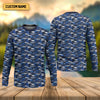 Maxcorners Blue Fish Pattern Performance Fishing Shirts, SPF Shirt For Men, Hooded Fishing Shirt, Fishing Shirts For Men