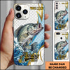 Maxcorners Fishing Phone Case Splash Water Gold Lightning Pattern Personalized Name Phone Case (8 Fish Species)