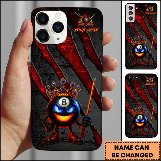 Maxcorners Billiards Fire King Crown Pool Cue Character Personalized Name Phone Case