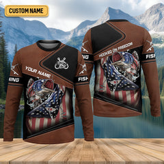 Maxcorners Fishing American Flag UPF Fishing Shirt, Patriotic Fishing Shirt, Men's Fishing Shirts, Gift For Fisherman