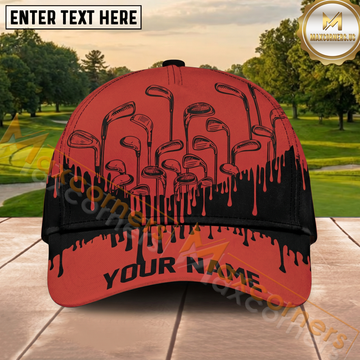 Maxcorners Golf Red Paint Drip Personalized Cap