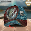 Maxcorners Fishing Red Lightning Water Texture Rope Personalized 3D Cap (12 Fish Species)