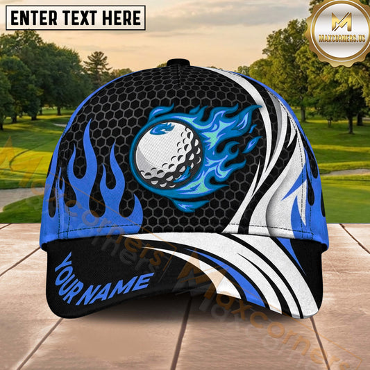 Maxcorners Golf Flaming Golf Ball Honeycomb Pattern Personalized Name 3D Classic Cap