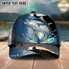 Maxcorners Fishing Green Scale Angler Splash Personalized Name 3D Cap (12 Fish Species)
