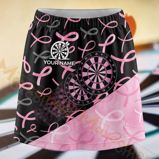 Maxcorners Darts Pink Awareness Ribbon Dartboard Personalized 3D Skort, Skirts With Shorts
