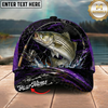 Maxcorners Fishing Purple Lightning Rod Splash Personalized 3D Cap (12 Fish Species)