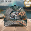 Maxcorners Fishing Olive Silver Curved Line Water Splash Personalized Name 3D Cap (12 Fish Species)