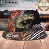 Maxcorners Fishing Green Flame Camo Fishing Scene Personalized Name 3D Bucket Hat (13 Fish Species)