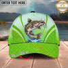 Maxcorners Fishing Cap Green Honeycomb Water Splash Personalized Name 3D Cap (12 Fish Species)