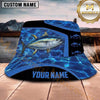 Maxcorners Fishing Green Flame Fishing with Bold Graphic Personalized Name 3D Bucket Hat (13 Fish Species)