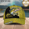 Maxcorners Fishing Gold Scale Black Panel Logo Personalized Name 3D Cap (12 Fish Species)
