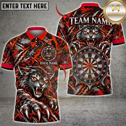 Maxcorners Darts Fierce Panther Tiger Claws Scratch Target Board Graphic Multicolor Customized Name, Team Name 3D Shirts