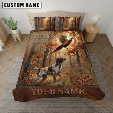 Maxcorners Pheasant Hunting Rustic Woodland Follow The Flush Bedding Set 3D Print Custom Name