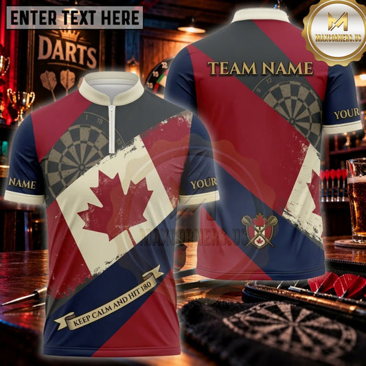 Maxcorners Darts Vintage Canadian Flag Dartboard Personalized Name 3D Unisex Shirt