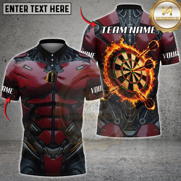 Maxcorners Darts Dark Red Tactical Armor Flaming Dartboard Personalized Name 3D Unisex Shirt