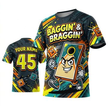 Maxcorners Cornhole Braggin And Braggin Cartoon Bag Personalized Name 3D Unisex Shirt