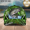 Maxcorners Fishing Green Neon Honeycomb Water Splash Personalized Name 3D Cap (12 Fish Species)