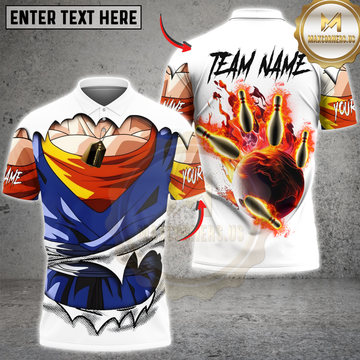 Maxcorners Bowling Saiyan Power Fire Strike Personalized Name 3D Unisex Shirt