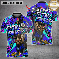Maxcorners Darts Graffiti Dartboard Character Stay Sharp Multicolor Customized Name, Team Name 3D Shirts