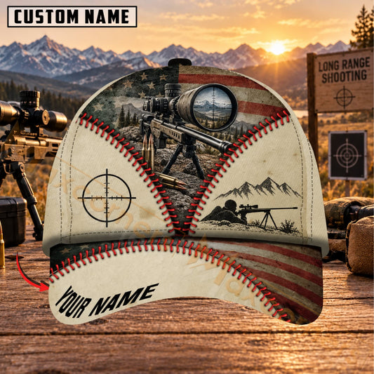 Maxcorners Long Range Shooting Vintage Rifle Scope Target Personalized Name 3D Cap