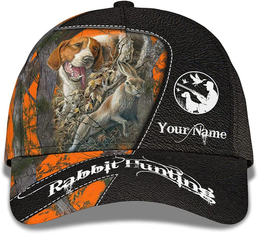 Maxcorners 3D Rabbit Hunting Hat with Beagle Dog and Camouflage Pattern Personalize Dad Cap for Outdoor Activities, Gift For Hunter, Father's Day Gift LM0402