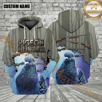 Maxcorners Funny Pigeon Hunting Blue All Over Print Shirt
 Best Gift For Hunter