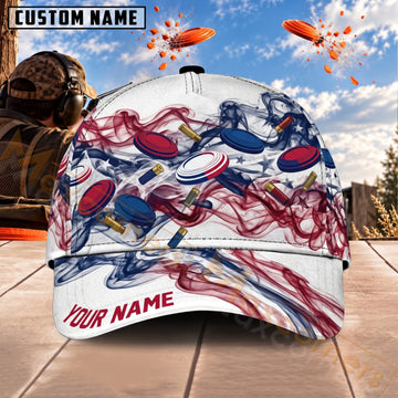 Maxcorners Trap & Skeet Shooting Abstract Red Blue Pattern Personalized Name 3D Cap
