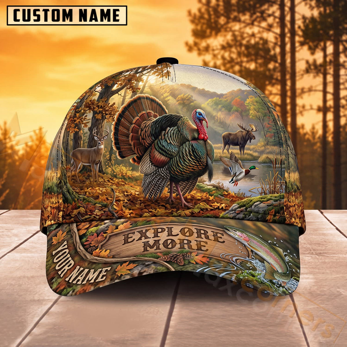 Maxcorners Turkey Hunting Mountain Forest Explore More Personalized Name 3D Cap