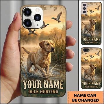 Maxcorners Duck Hunting Golden Retriever Flying Ducks Golden Field Personalized Name 3D Phone Case
