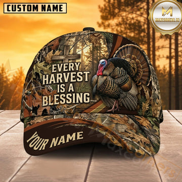 Maxcorners Turkey Hunting Wild Turkey Every Harvest Is a Blessing Woodland Camo Customized Name 3D Cap