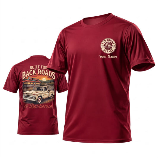 Maxcorners Personalized Car Classic Muscle Car 3D T-Shirt – Black Vintage Road Trips Classic Car Back Print