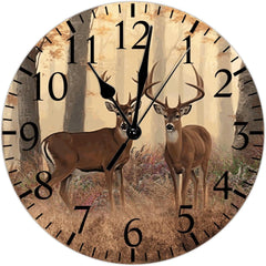 Maxcorners Frameless Buck Deer PVC Wall Clock, 9 Inch Deer Hunting Clocks, Silent, Non-Ticking, Battery Operated, Novelty Number Clocks for Home, School, Hotel TU3012