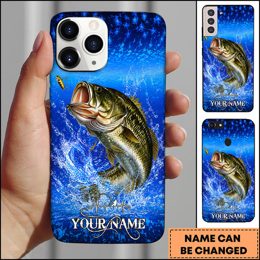Maxcorners Deep Blue Water Splash Personalized Name Phone Case (13 Fish Species)