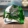Maxcorners Fishing Green Tribal Swirl Personalized Name 3D Shirt (13 Fish Species)