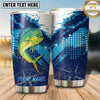 Maxcorners Fishing Tumbler Blue Pixel Ocean Wave Design Personalized Name Tumbler (13 Species)